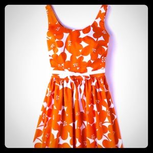 Boden Marilyn orange flower dress